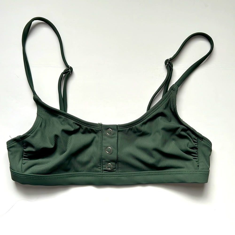 Army‎ Green Button Bikini Top Size M